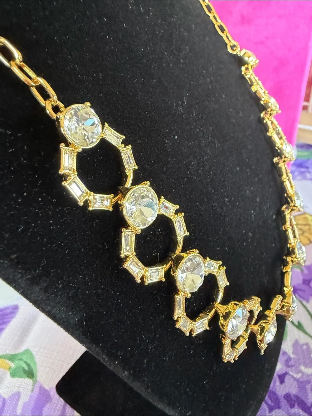 Talbots Gold-Tone Crystal Link Necklace, NWOT - Picture 6 of 7